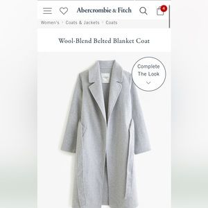 Brand New With Tags Grey Wool-Blend Belted Blanket Coat